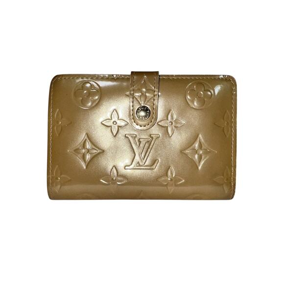 Louis Vuitton Shiny Beige Vernis Porte Monnaie Billets Viennois Kisslock Wallet